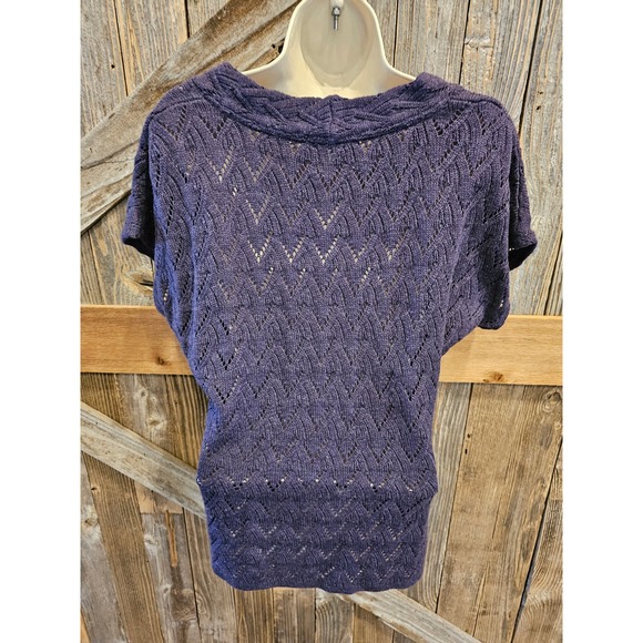 Coldwater Creek open knit short sleeve layering sweater XS EUC ^ - Picture 2 of 7
